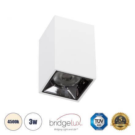 LUMINAR SUPERIOR LED Spot Downlight TrimLess 3W 420lm 36° - Λευκό με Κάτοπτρο Χρωμίου - 4500K 