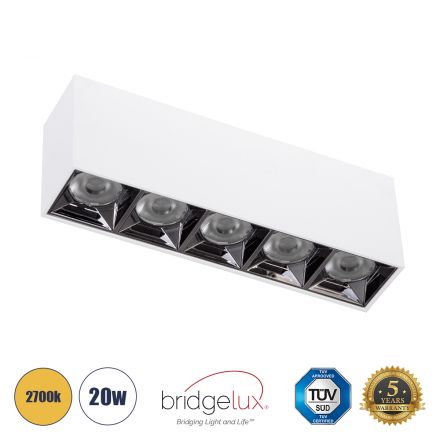 LUMINAR SUPERIOR LED Spot Downlight TrimLess 20W 2700lm 36° - Λευκό με Κάτοπτρο Χρωμίου - 2700K 
