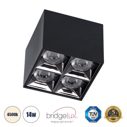 LUMINAR SUPERIOR LED Spot Downlight TrimLess 14W 1960lm 36° - Μαύρο με Κάτοπτρο Χρωμίου - 4500K 