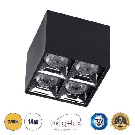 LUMINAR SUPERIOR LED Spot Downlight TrimLess 14W 1890lm 36° - Μαύρο με Κάτοπτρο Χρωμίου -  2700K