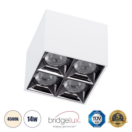 LUMINAR SUPERIOR LED Spot Downlight TrimLess 14W 1960lm 36° - Λευκό με Κάτοπτρο Χρωμίου - 4500K
