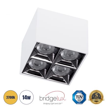 LUMINAR SUPERIOR LED Spot Downlight TrimLess 14W 1890lm 36° - Λευκό με Κάτοπτρο Χρωμίου - 2700K 