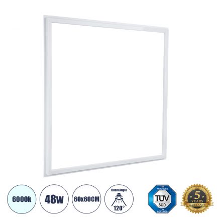 Χωνευτό LED Panel Linear Frameless Super Slim 60x60cm 48W 5760lm 120° CRI≥85Ra IP44 - 6000K - TÜV Certified Driver