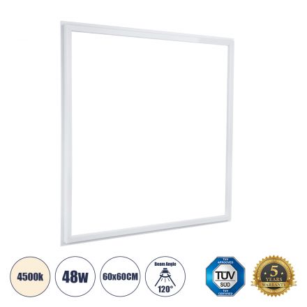 Χωνευτό LED Panel Linear Frameless Super Slim 60x60cm 48W 5520lm 120° CRI≥85Ra - IP44 - 4500K - TÜV Certified Driver 