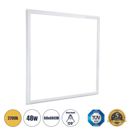 Χωνευτό LED Panel Linear Frameless Super Slim 60x60cm 48W 5280lm 120° CRI≥85Ra - IP44 - 2700K - TÜV Certified Driver