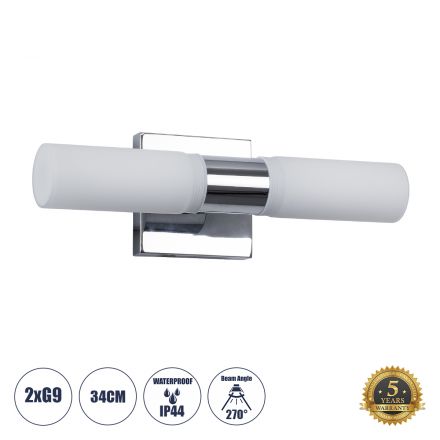 ANAIS Απλίκα Καθρέπτη - Πίνακα 2 x G9 270° - IP44 - Χρώμιο Νίκελ