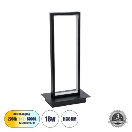 CORNELIE Επιτραπέζιο Φωτιστικό LED 18W 1980lm 200° 3CCT μέσω Διακόπτη On/Off - Μ18 x Π10 x Υ36cm - Mαύρο 