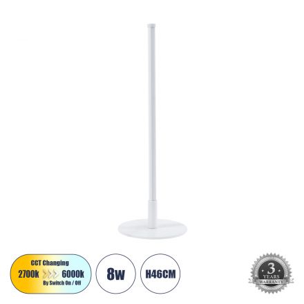 DALUMA Επιτραπέζιο Φωτιστικό LED 8W 880lm 200° 3CCT μέσω On/Off - Μ15 x Π15 x Υ46cm - Λευκό 