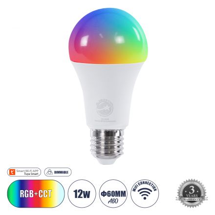 Λάμπα  Smart Home Wifi 12W 1200lm RGB+CCT - Tuya - Bridgelux Chip 