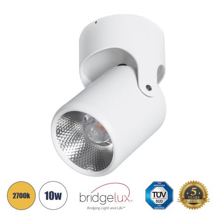 DETRONIC Κινούμενο Spot LED 10W 1250lm 24° - Φ9cm x Υ16cm - Λευκό - 2700K 