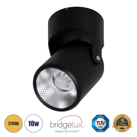 DETRONIC Κινούμενο Spot LED 10W 1250lm 24° - Φ9cm x Υ16cm - Μαύρο - 2700K - Bridgelux COB 
