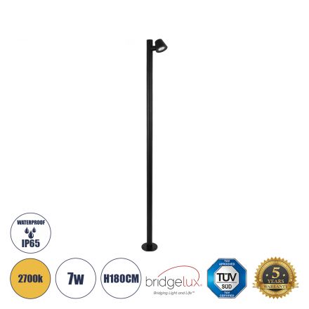 GARDENIA Φωτιστικό Κήπου - Πάρκου - Πλατείας LED 7W 700lm 60° - IP65 - Μ15 x Π18 x Υ180cm - 2700K - Μαύρο