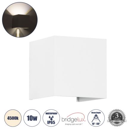 AXIS-S Απλίκα Εσωτερικού/Εξωτερικού Χώρου Up & Down LED 10W 1200lm 10 έως 60° - IP65 - 4500K - Λευκό 