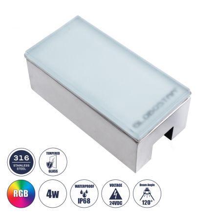 CYBOLITHOS Χωνευτό Φωτιστικό Δαπέδου LED 4W 400lm 120° DC 24V - IP68 - RGB Dimmable - Tempered Γαλακτερό Γυαλί & Ανοξείδωτο Ατσάλι - Bridgelux Chip 