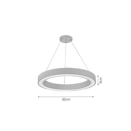 InLight Κρεμαστό Φωτιστικό LED 68W 3CCT (by switch on base) σε Μαύρη Απόχρωση D:60cm (6073-60-BL)