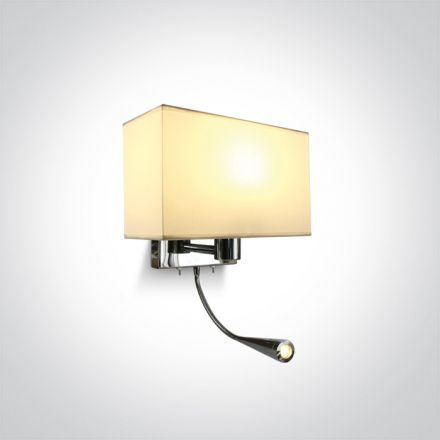 One Light Απλίκα LED 3W+E27 On/Off Μέταλλο/Ύφασμα 230V IP20 Chrome 61074