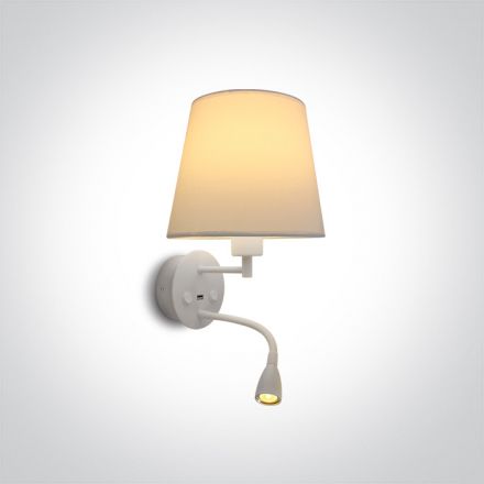 Απλίκα LED 3W+E27 On/Off Μέταλλο/Ύφασμα 230V IP20 Λευκό