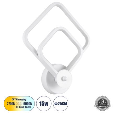 ANNA Απλίκα Design LED  15W 1800lm 300° 3CCT - Εναλλαγή Φωτισμού μέσω Διακόπτη On/Off All In One - Λευκό