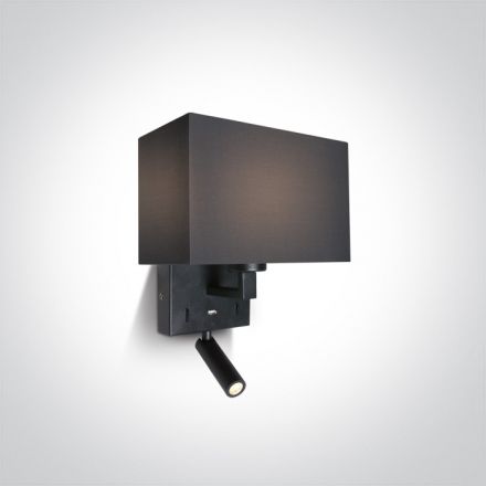 One Light Απλίκα LED 3W+E27 On/Off Μέταλλο/Ύφασμα 230V IP20 Μαύρο 61120