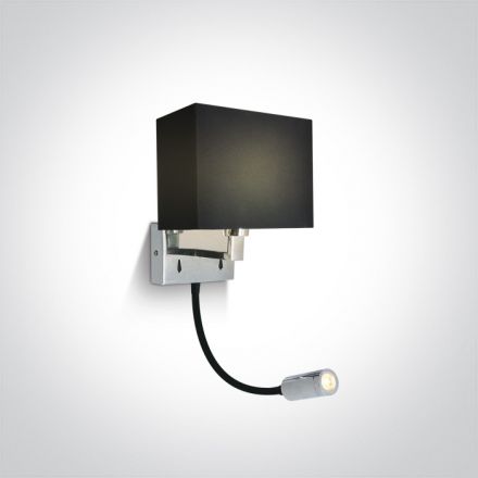 One Light Απλίκα LED 3W+E14 On/Off Μέταλλο/Ύφασμα 230V IP20 Chrome