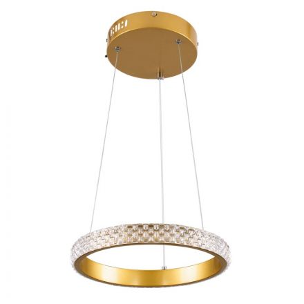DIAMOND Κρεμαστό Φωτιστικό Δαχτυλίδι-Κύκλος LED 20W 2356lm 360° 3CCT Dimmable Φ25cm Χρυσό Βούρτσας