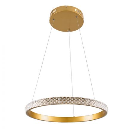 DIAMOND Κρεμαστό Φωτιστικό Δαχτυλίδι-Κύκλος LED 30W 3513lm 360° 3CCT - Dimmable Φ40cm Χρυσό Βούρτσας