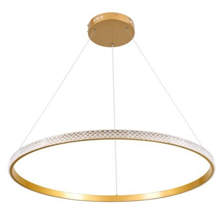 DIAMOND Κρεμαστό Φωτιστικό Δαχτυλίδι-Κύκλος LED 67W 7689lm 360° 3CCT - Dimmable Φ80cm Χρυσό Βούρτσας
