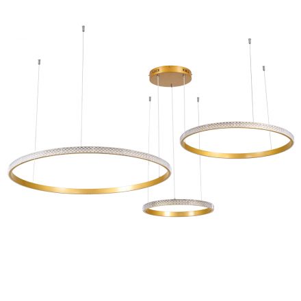 DIAMOND TRIO Κρεμαστό Φωτιστικό LED 120W 3CCT - Dimmable Χρυσό Βούρτσας Μ150 x Π150 x Υ60cm