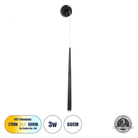 TEARS Απλίκα Design LED 3W 330lm 180° 3CCT μέσω Διακόπτη On/Off All In One - Μαύρο 