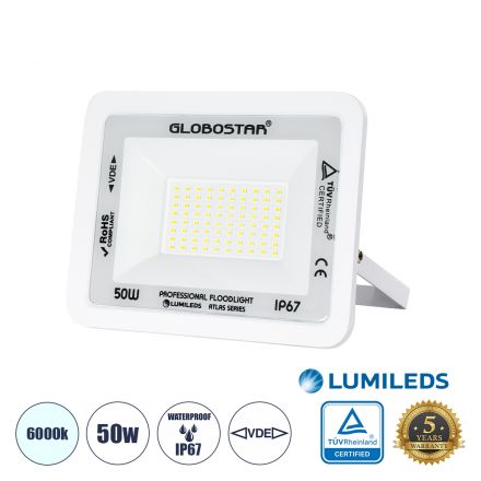 ATLAS Επαγγελματικός Προβολέας LED 50W 6250lm 120° - IP67 - Λευκό - 6000K 