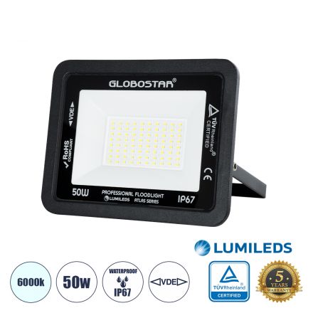ATLAS Επαγγελματικός Προβολέας LED 50W 6250lm 120° - IP67 - Μαύρο - 6000K