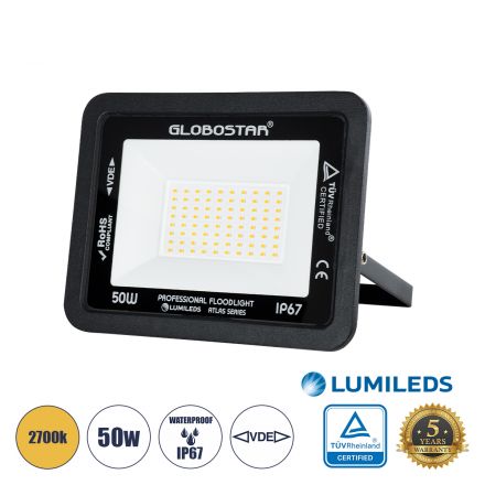 ATLAS Επαγγελματικός Προβολέας LED 50W 5750lm 120° - IP67 - Μαύρο - 2700K 