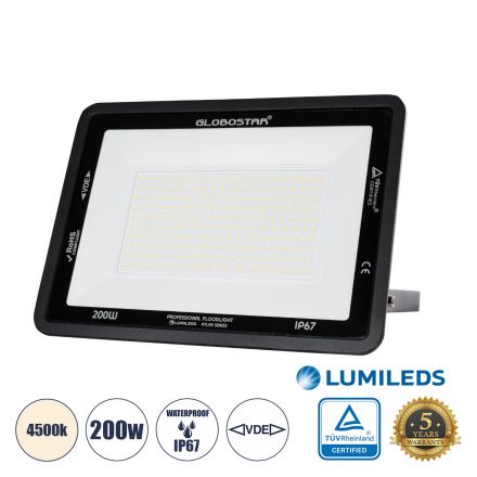ATLAS Επαγγελματικός Προβολέας LED 200W 24000lm 120° - IP67 - Μαύρο - 4500K 