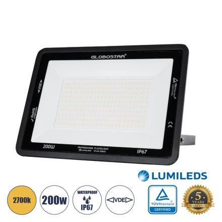 ATLAS Επαγγελματικός Προβολέας LED 200W 23000lm 120° - IP67 - Μαύρο - 2700K