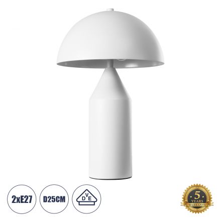 URANUS-S Επιτραπέζιο Πορτατίφ - Φ25 x Υ39cm - Λευκό Μεταλλικό Καμπάνα με Διακόπτη On/Off