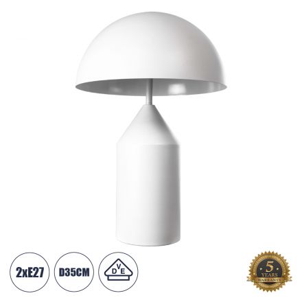 URANUS-M Επιτραπέζιο Πορτατίφ - Φ35 x Υ54cm - Λευκό Μεταλλικό Καμπάνα με Διακόπτη On/Off