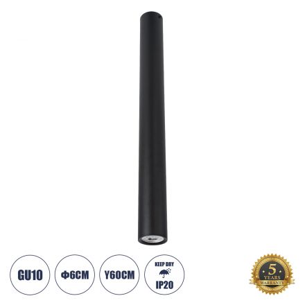 DUCT Σποτ Αλουμινίου - IP44 - Φ6 x Υ60cm - Μαύρο 