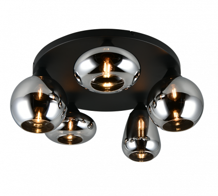 Trio Lighting Πλαφονιέρα 5xE14 LUMINA Μέταλλο-Γυαλί Μαύρο Ματ-Chrome
