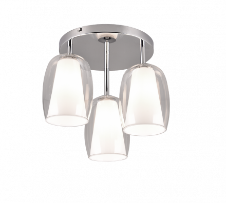 Trio Lighting Πλαφονιέρα LED 3xE14 BARRET Chrome/Διάφανο