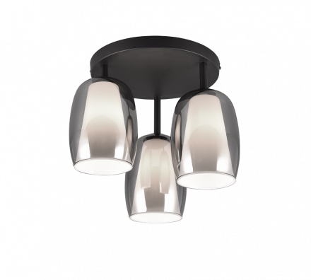 Trio Lighting Πλαφονιέρα LED 3xE14 BARRET Μαύρο Ματ/Smoke