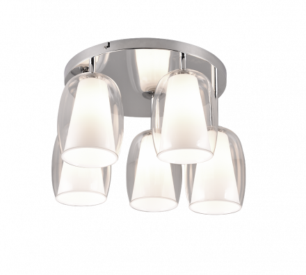 Trio Lighting Πλαφονιέρα LED 5xE14 BARRET Chrome/Διάφανο