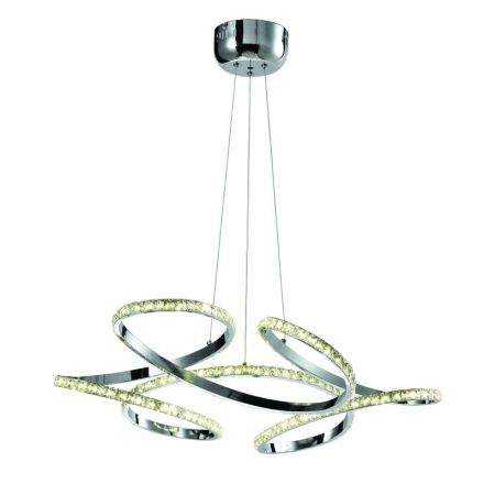 Κρεμαστό Φωτιστικό LED 85W 4000K Χρώμιο Αλουμίνιο και Κρύσταλλα D:60cm
