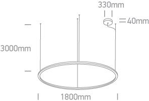 One Light Κρεμαστό Φωτιστικό Circle Ring LED 100W 3000K Αλουμίνιο 230V Μαύρο