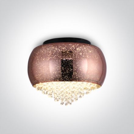 Πλαφονιέρα Glass Art LED 6xG9 Μέταλλο/Γυαλί Copper 100-240V