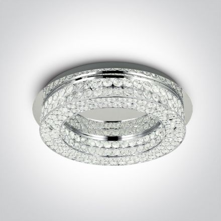 Στρογγυλή Πλαφονιέρα LED 24W 3000K Μέταλλο/Γυαλί 230V Chrome