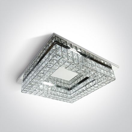 Τετράγωνη Πλαφονιέρα LED 24W 3000K Μέταλλο/Γυαλί 230V Chrome