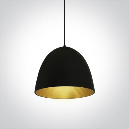 One Light Κρεμαστό Φωτιστικό Bowl Shade LED E27 Αλουμίνιο Μαύρο/Brass 63016A