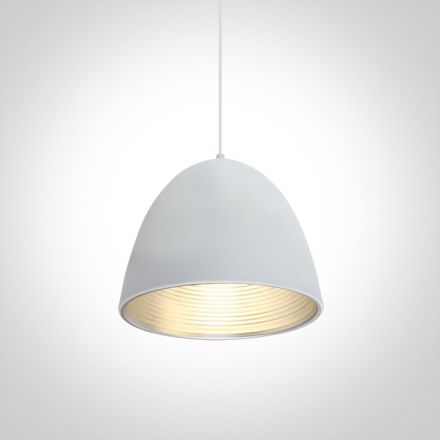 One Light Κρεμαστό Φωτιστικό Bowl Shade LED E27 Αλουμίνιο Λευκό 63016A