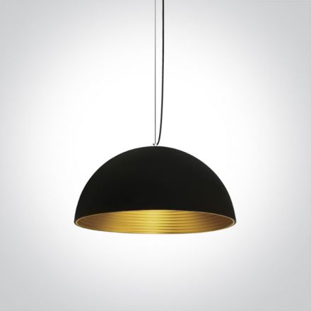 One Light Κρεμαστό Φωτιστικό Bowl Shade LED E27 Αλουμίνιο Μαύρο 63022