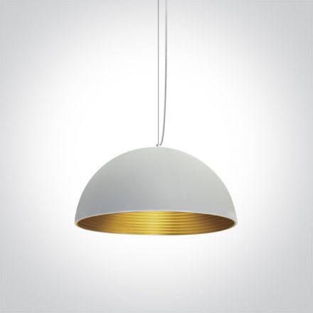 One Light Κρεμαστό Φωτιστικό Bowl Shade LED E27 Αλουμίνιο Λευκό 63022